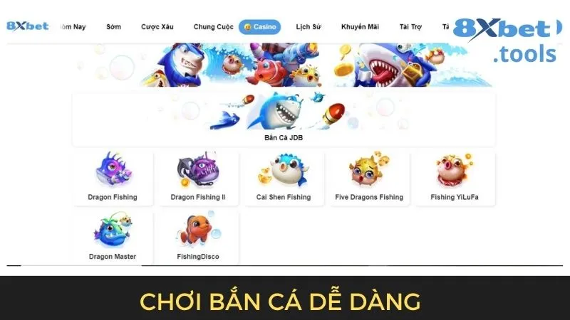 Các bước chơi game bắn cá online 8xbet khá dễ dàng