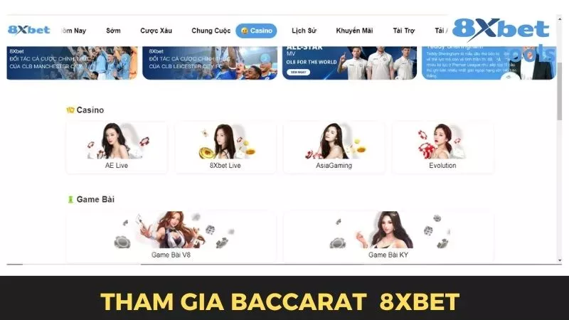 Các bước tham gia game Baccarat 8xbet không quá khó